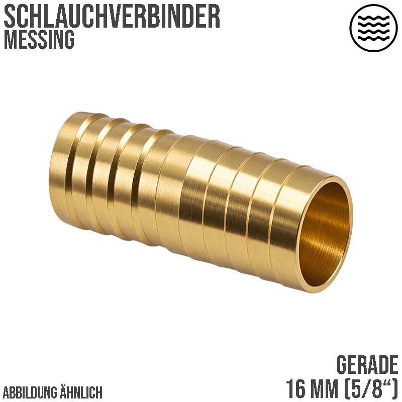16 mm - 5/8" Zoll gerader Schlauch Verbinder Verteiler Tülle Kupplung Reparatur Messing PN 10 bar