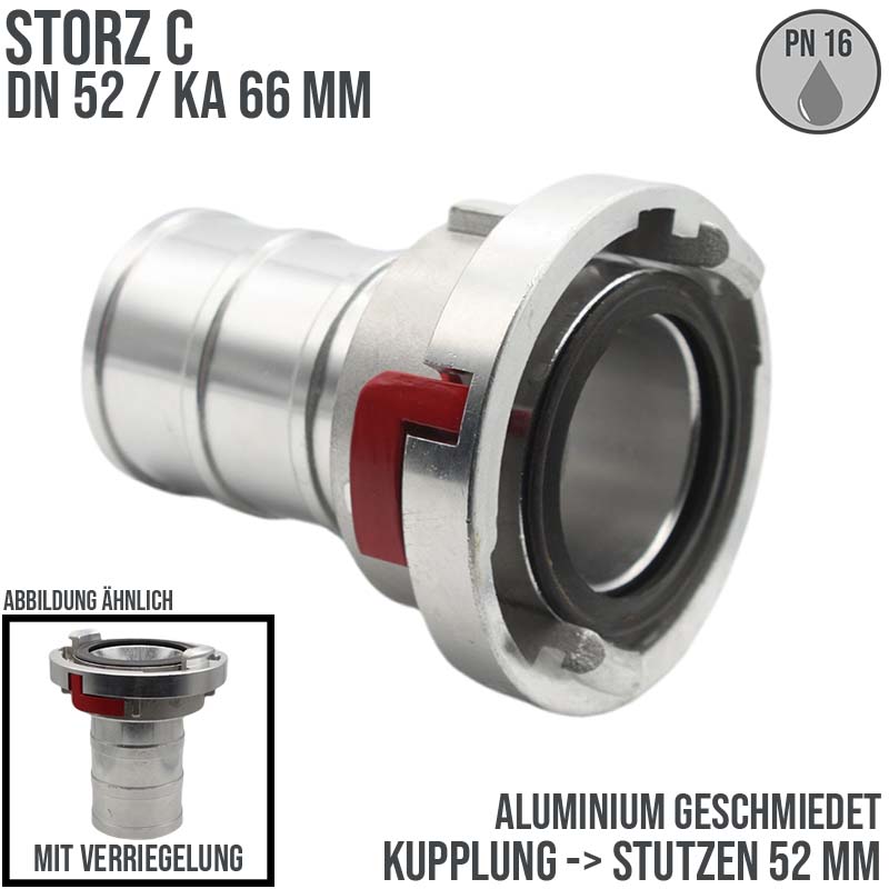 STORZ C DN 52 KA 66 Saug Druck Kupplung -> Stutzen Tülle 52 mm Verriegelung Bau Feuerwehr Schlauch Aluminium - PN 16 bar