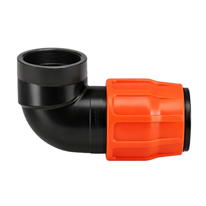 102 mm x 4" PE PP Fitting Layflat Klemm Verbinder Winkel 90° x Innengewinde IG Flach Schlauch - PN 6 bar