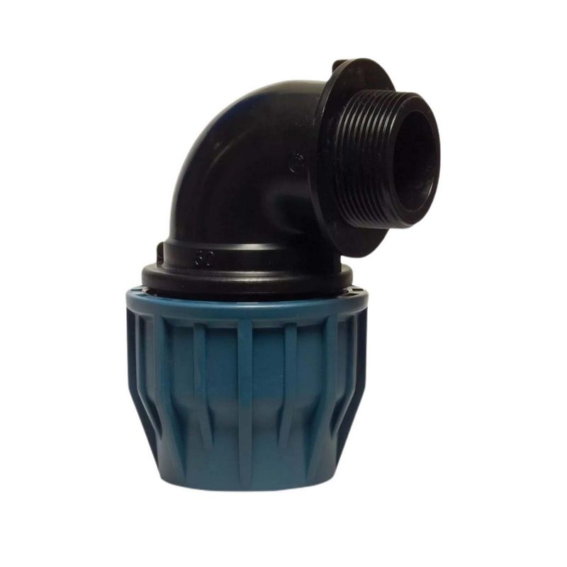 110 mm x 4" PE PP Fitting Klemm Verbinder Verschraubung Rohr Winkel 90° x AG DVGW - PN 16 bar