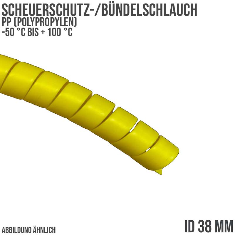 38 x 44 mm PP Scheuer Schutz Kabel Bündel Schlauch gelb