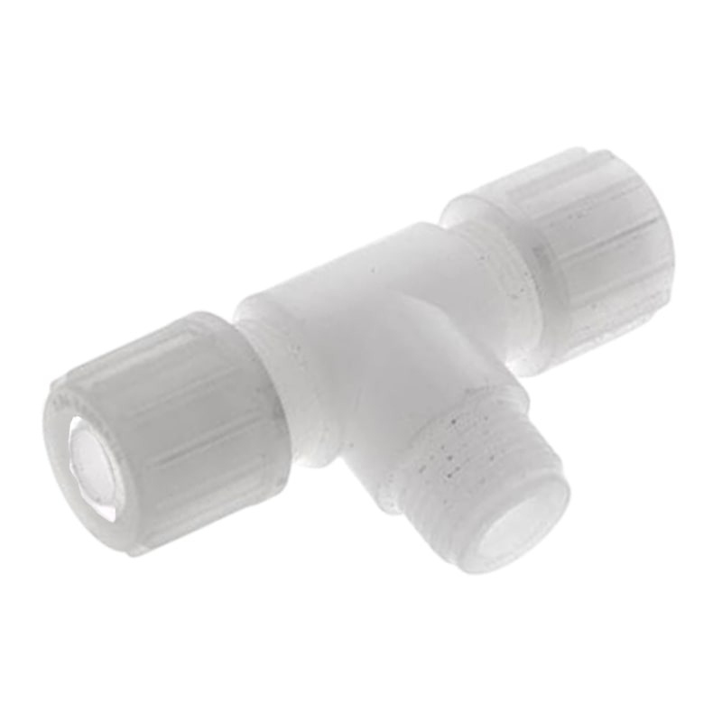 20 x 13 mm x 1/2" T-Stück 90° Außengewinde TX Fitting Gewebe Schlauch Verbinder FDA PVDF weiß - PN 10 bar