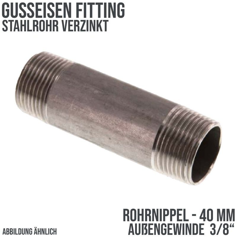 3/8" Rohrnippel Nr. 23 Stahl verzinkt 40 mm Außen x Außengewinde AG Fittings - PN 16 bar