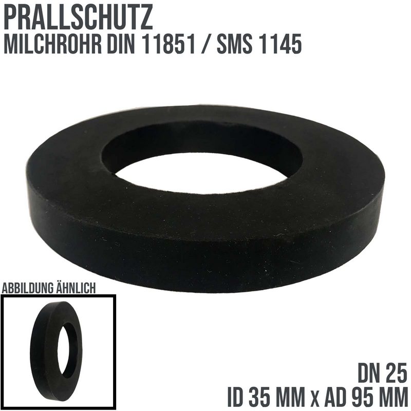 DN 25 Milchrohr Verschraubung DIN 11851 SMS 1145 Prall Schutz Gummi NR ID x AD 35 x 95 mm - schwarz