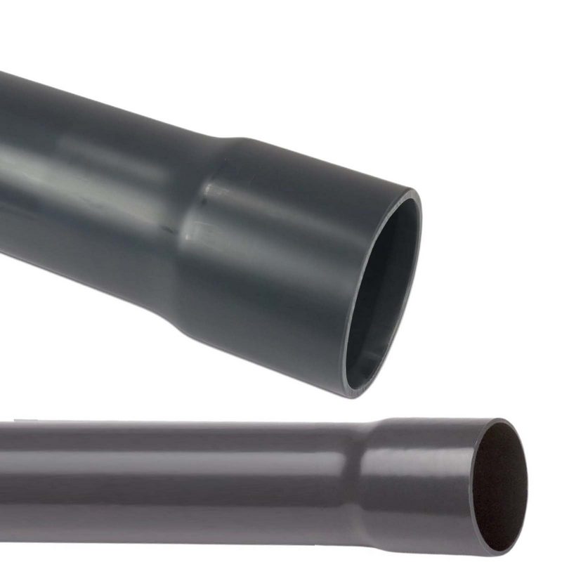 20 x 1,5 mm PVC Klebe Fitting Druck Kunststoff Rohr grau - 5 m Länge - PN 16 bar