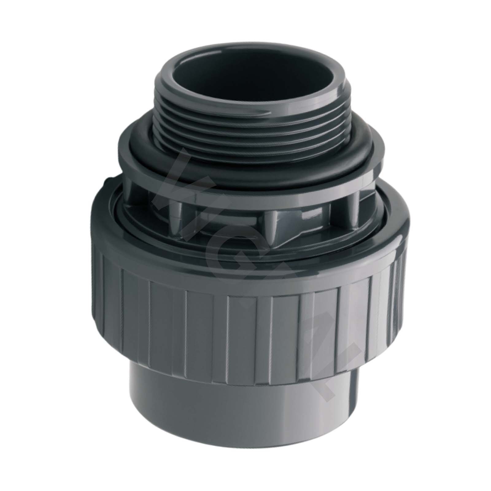 63 mm PVC Klebe Fitting Verschraubung Außengewinde AG O-Ring 63 mm x 2" Muffe Verbinder - PN 10 bar