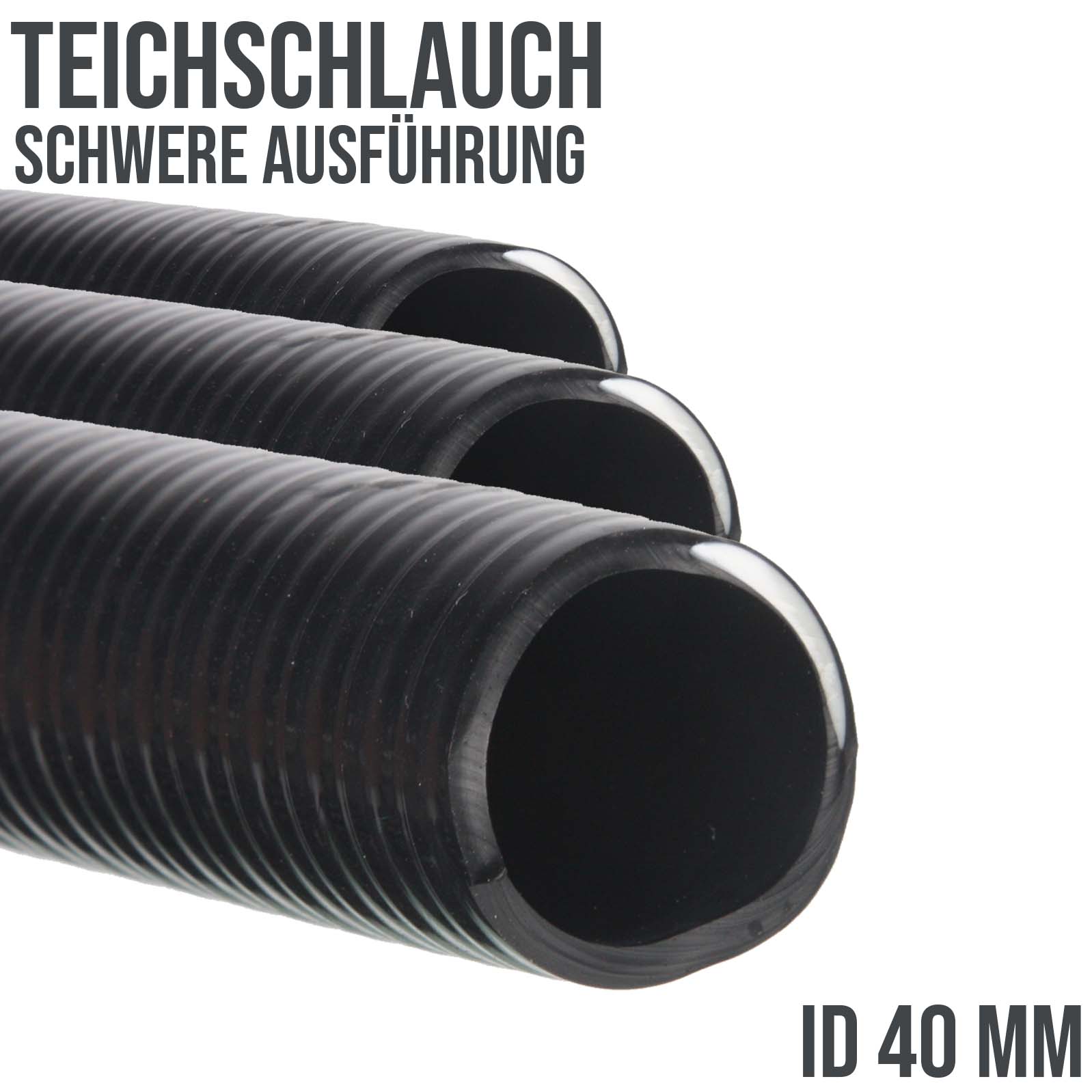 40 mm PROFI Teich Pool Garten Zulauf Ablauf Spiral Saug Schlauch - PN 5 bar