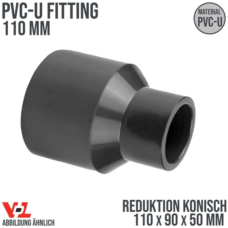 110 x 90 x 50 mm VDL PVC Klebe Fitting Reduktion konisch Muffe Verbinder - PN 16 bar
