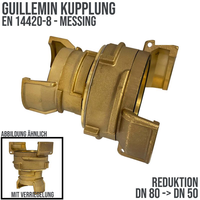 DN 80 -> DN 50 Guillemin Kupplung Reduktion Reduzierer Übergangsstück Verriegelung Messing - PN 16 bar