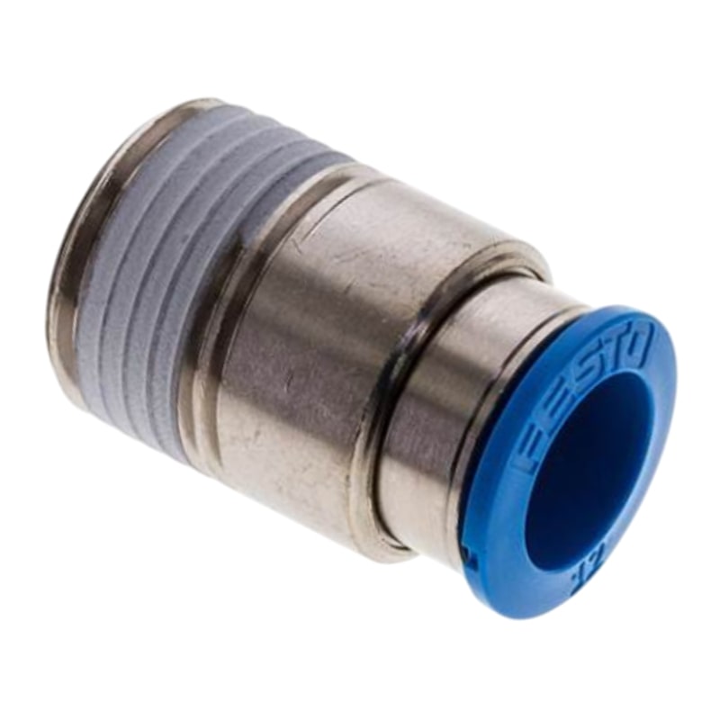 12 mm x 1/2" Pneumatik Schnell Steck Verbinder Außengewinde AG blau/schwarz ISK QS-1/2-12-I (153021) - PN 14 bar