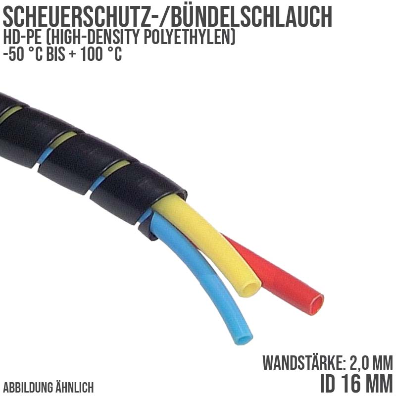 16 x 20 mm HD-PE Scheuer Schutz Bündel Schlauch extrudiert schwarz