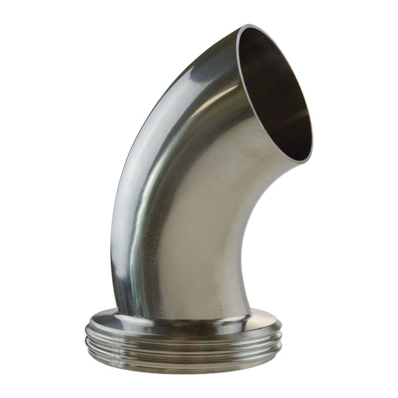 DN 20 Milchrohr Verschraubung DIN 11851 VT Vaterteil Stutzen 45° Bogen ÜWM Außengewinde Anschweißende ID x AD 20 x 24 mm - PN 25 bar