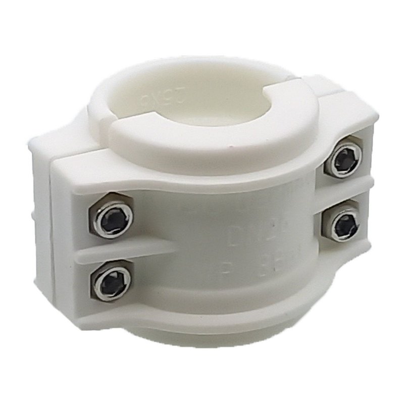 DN 25 Klemmschale Polypropylen PP weiss Spannbereich 36 - 39 mm für Schlauch ID x AD 25 x 37 mm - PN 8 bar