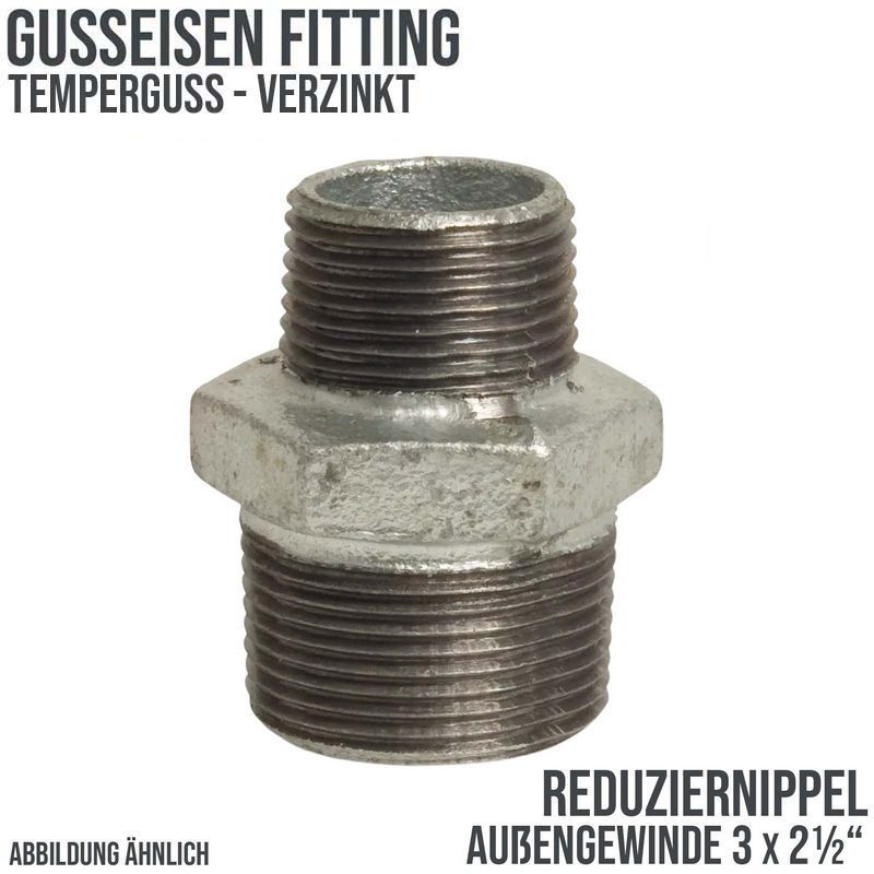 3" x 2 1/2" Gusseisen Temperguss Reduziernippel Nr. 245 Außen x Außengewinde AG PN 25 bar