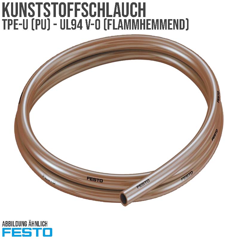 12 x 8 mm TPE Kunststoff Pneumatik Druckluft Wasser Schlauch PUN-V0-C braun UL94 (525464) - PN 10 bar