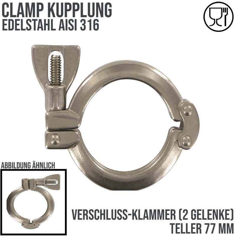 CLAMP Verschluss Klammer (2-Gelenke) Teller 77 mm - PN 25 bar