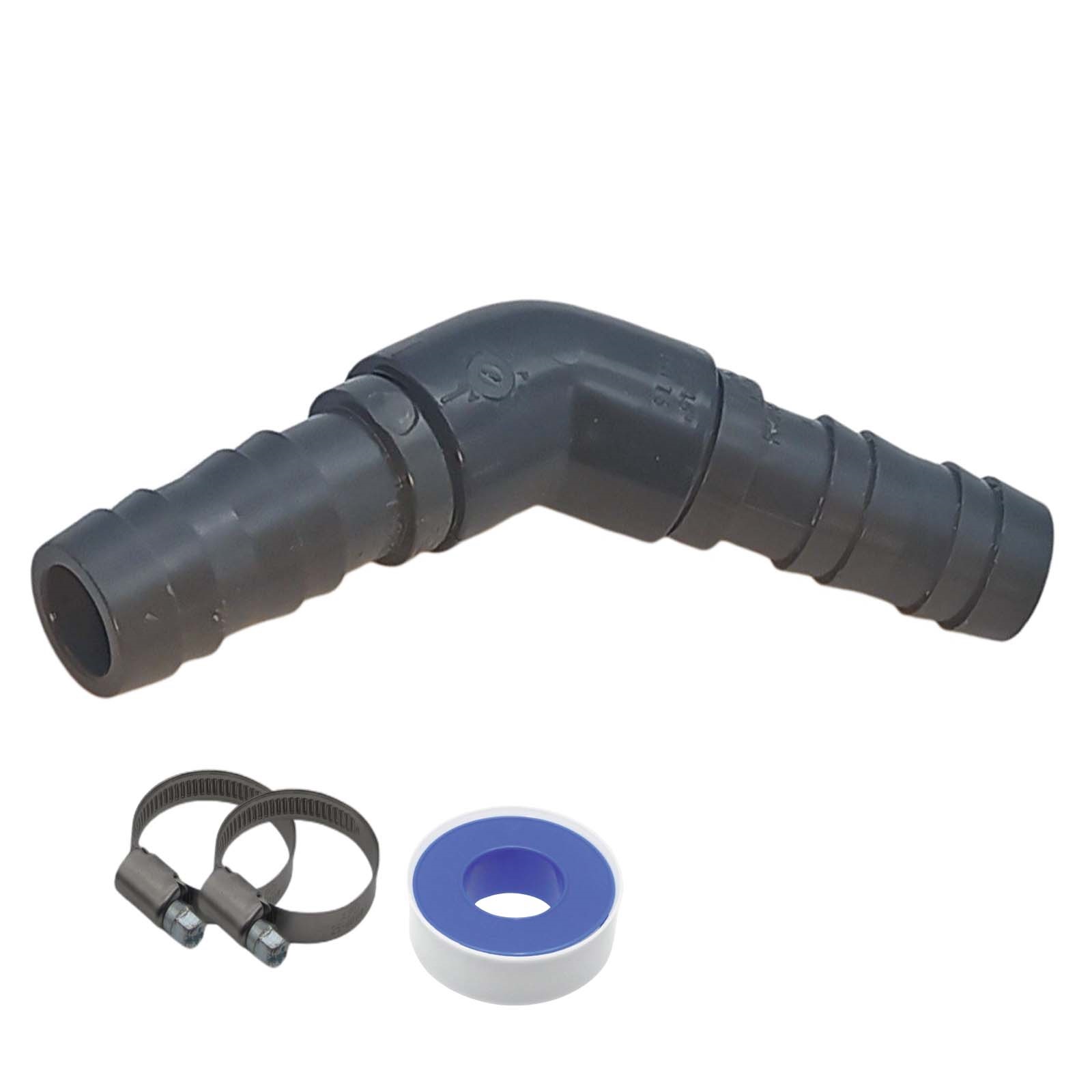 20 mm PVC PROFI Winkel 45° Schlauch Verbinder Stutzen Tülle Pool Teich Garten - PN 10 bar - Montage-Set