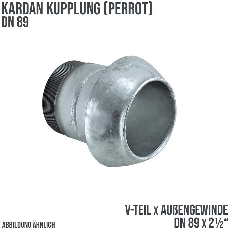 DN 89 Kardan Perrot Kupplung V-Teil mit Außengewinde 2 1/2" Zoll Gülle Schlamm Schlauch