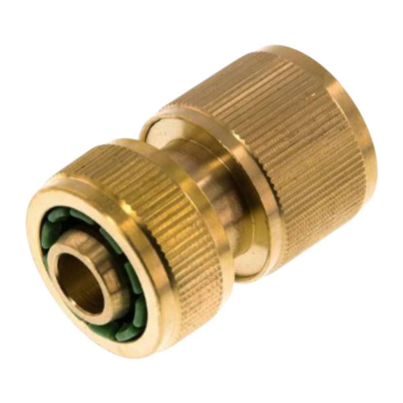 3/4" Schlauchstück Kupplung Click-System Quick Connect mit Wasser-Stop Messing (Gardena kompatibel)