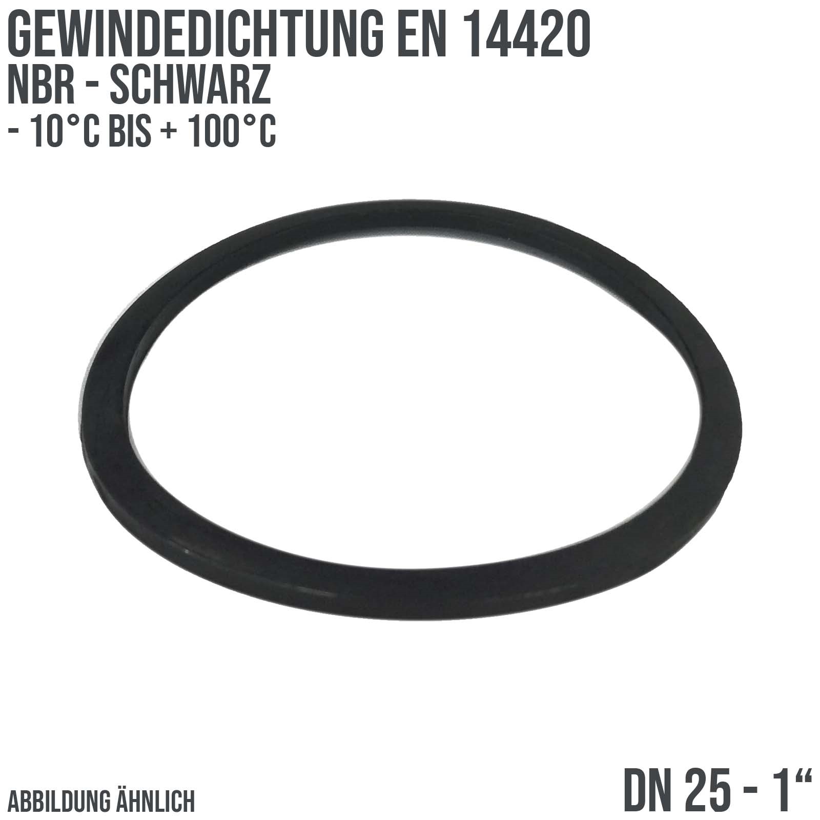 1" Zoll Gewindedichtung EN 14420 NBR schwarz DN 25