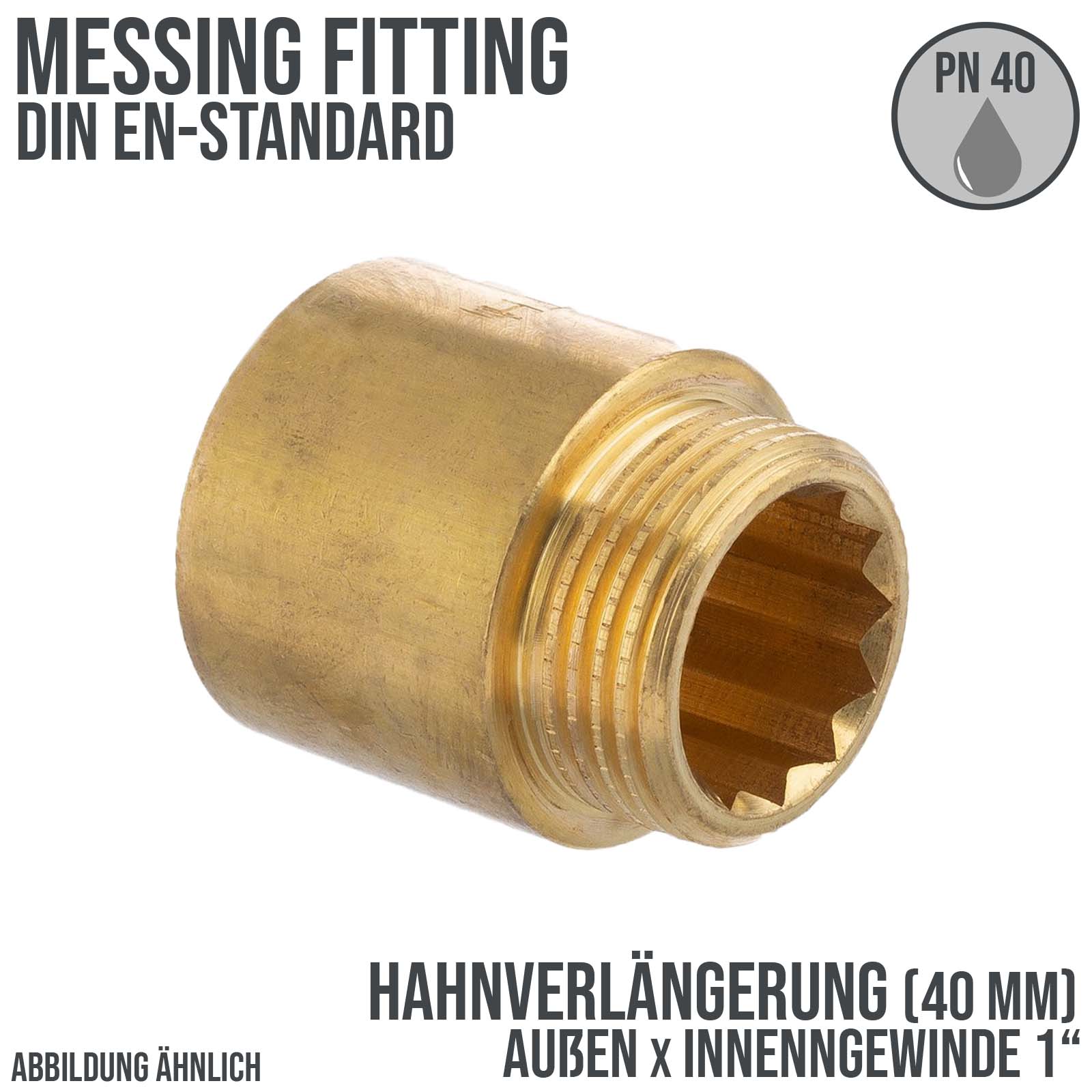 1" Hahnverlängerung 40 mm Außen x Innengewinde AG x IG Messing Fittings PN 40 bar
