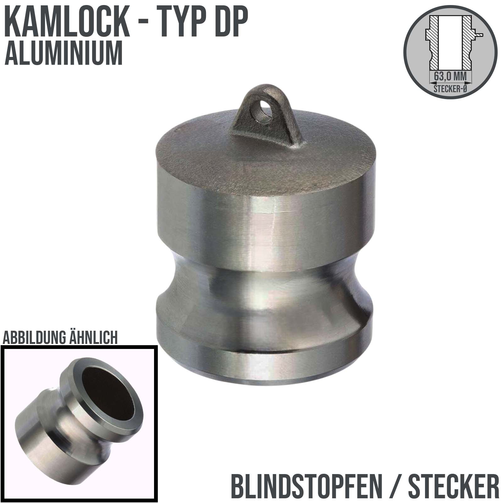 Kamlock Typ DP - Blind Stopfen Aluminium ALU Verschluss Kappe 63,0 mm - 2" Zoll DN50 - PN 10 bar