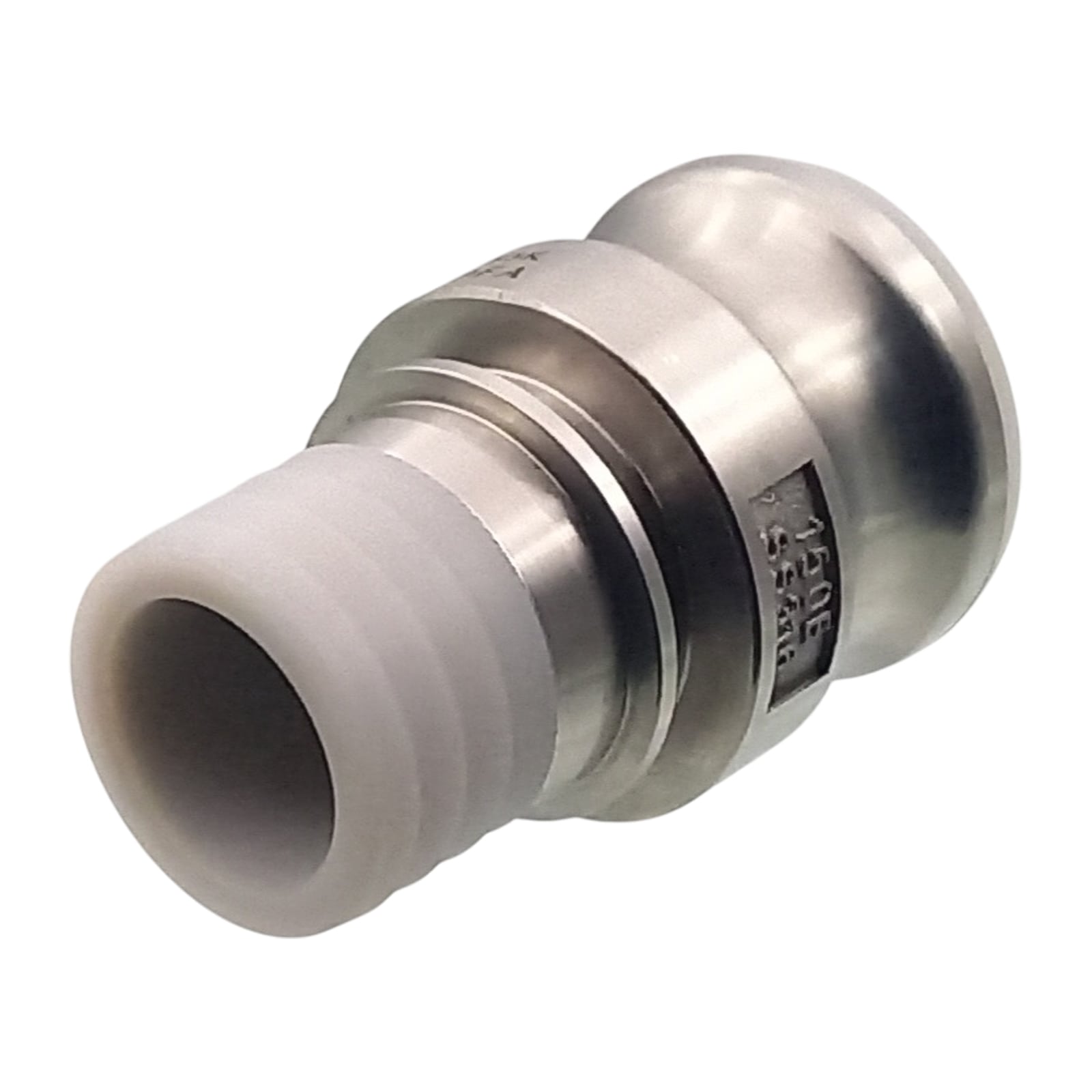 Kamlock Typ E - Vaterteil (45,5 mm) Edelstahl V2A (AISI 316) -> gerillter Stutzen DN 32 mm PFA beschichtet - PN 25 bar