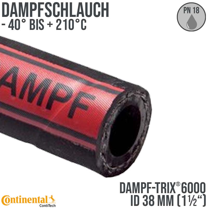 38 x 54 mm Dampf Heiss Wasser Schlauch EPDM DAMPF-TRIX 6000 - PN 18 bar