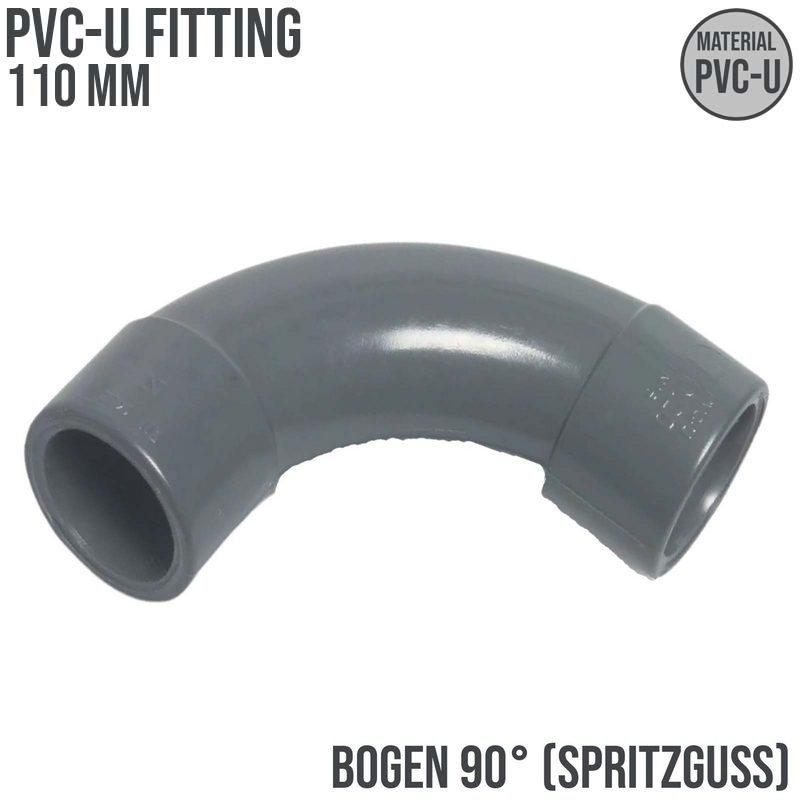 110 mm PVC Klebe Fitting Bogen Winkel 90° (Spritzguss) Muffe Verbinder - PN 16 bar