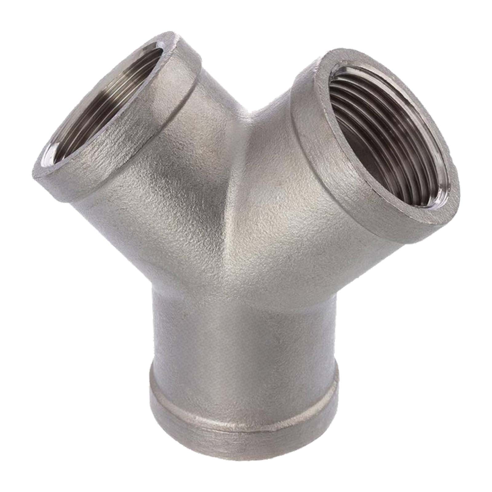 2" Edelstahl Fitting V4A AISI 316 Y-Stück 45° Innengewinde IG - PN 16 bar