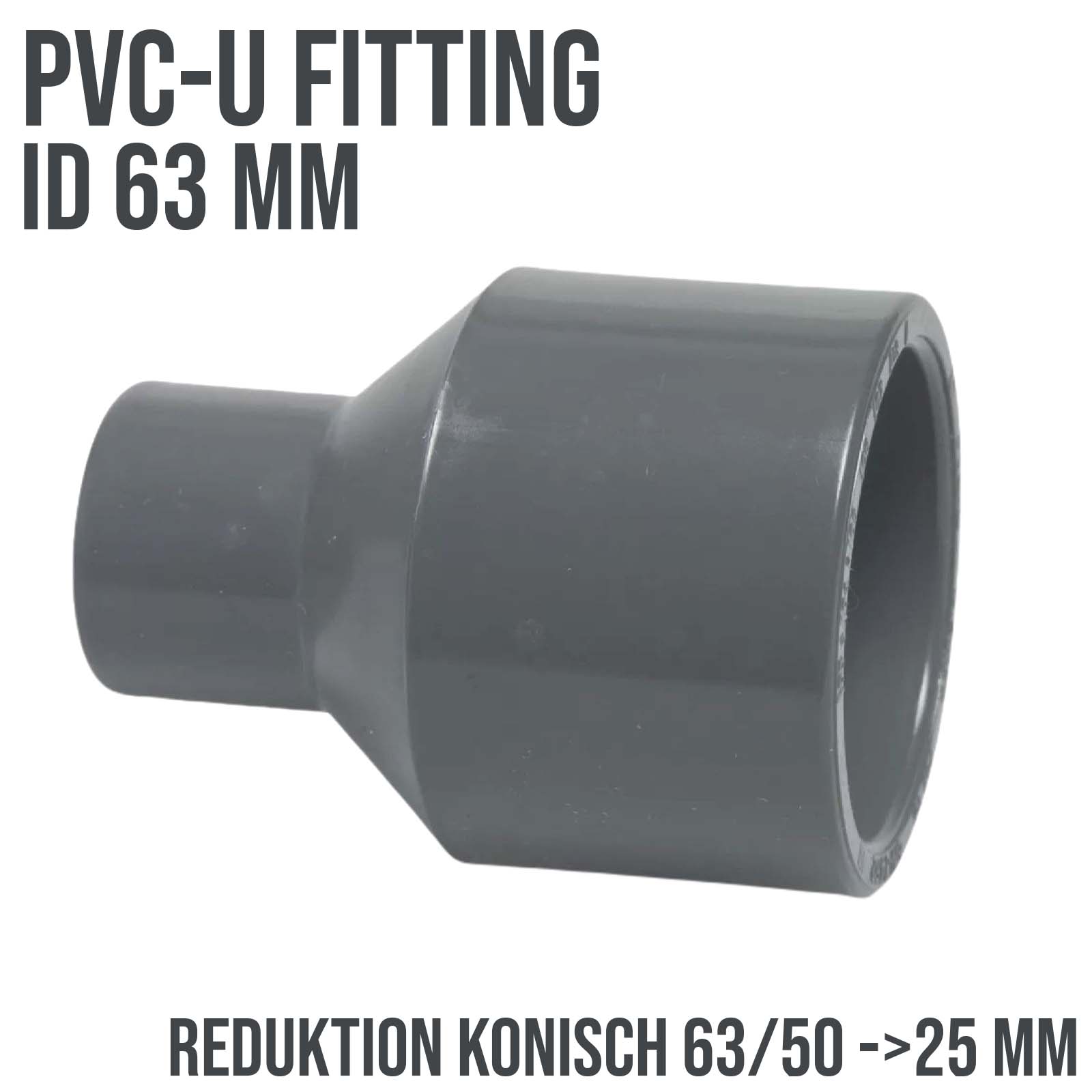 63 x 50 x 25 mm PVC Klebe Fitting Reduktion Reduzierer konisch Muffe Verbinder - PN 16 bar