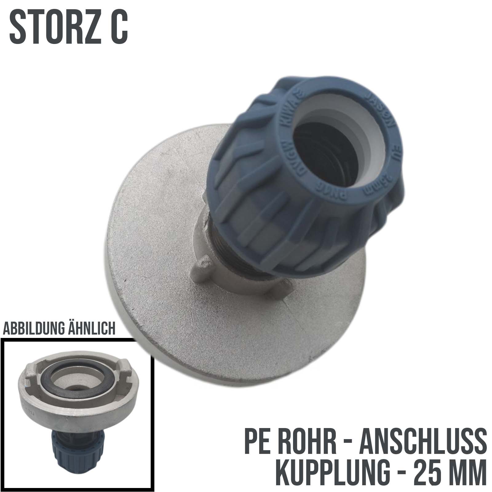 STORZ C DN 52 KA 66 Übergangsstück Adapter -> 25 mm PE Kupplung Rohr Klebeschlauch