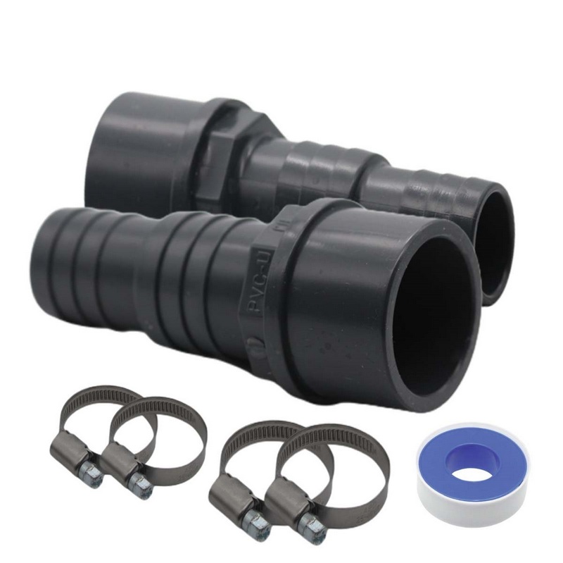 2er Set - PVC-U Schlauchverbinder - Klebestutzen DN 50 -> Schlauchtülle 32 / 38 mm.