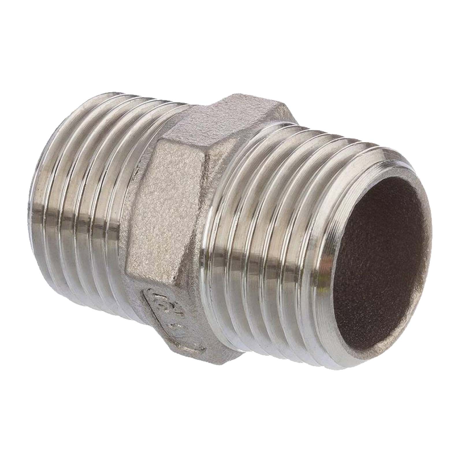 1/4" Edelstahl Fitting V4A AISI 316 Doppelnippel Außen x Außengewinde AG - PN 16 bar