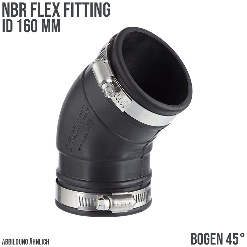 160 mm NBR Flex Fitting Bogen 45° Verbinder Reparatur (Klemmbereich 150 - 162 mm)