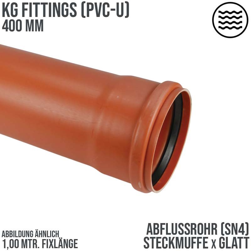 400 x 9,8 mm PVC Abfluß Abwasser HT KG Rohr SN4 rostbraun - 1,0 m Fixlänge