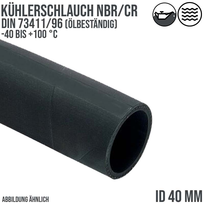 40 x 51 mm Kühler Heißwasser Universal Schlauch NBR/CR ölbeständig (ähnl. DIN73411/96) schwarz - PN 5 bar
