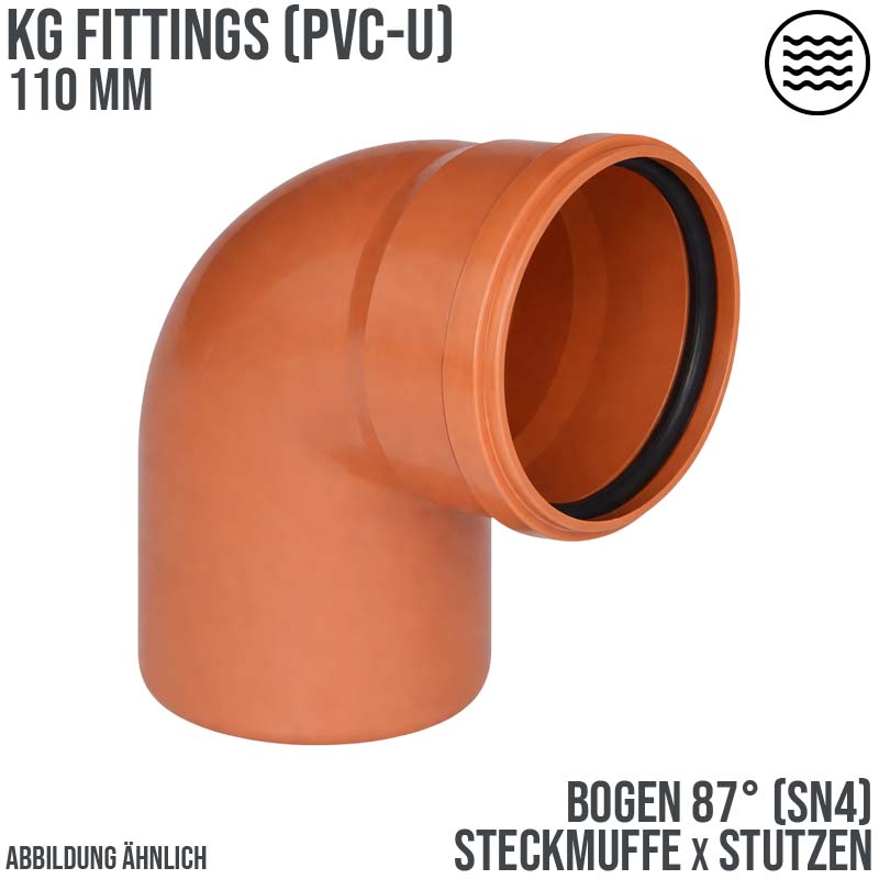110 mm PVC Bogen 87° Abzweig Abfluß Abwasser HT KG Rohr SN4 Steckmuffe x Stutzen rostbraun