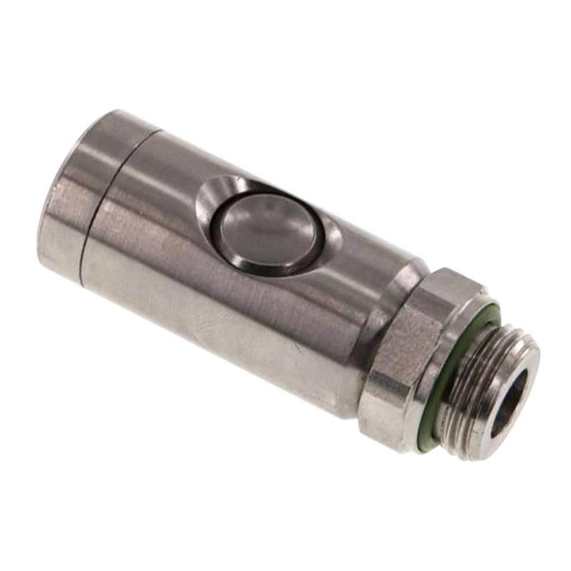 Druckluft Sicherheitskupplung drehbar Edelstahl NW 7.2 Außengewinde AG 1/4" - PN 12 bar