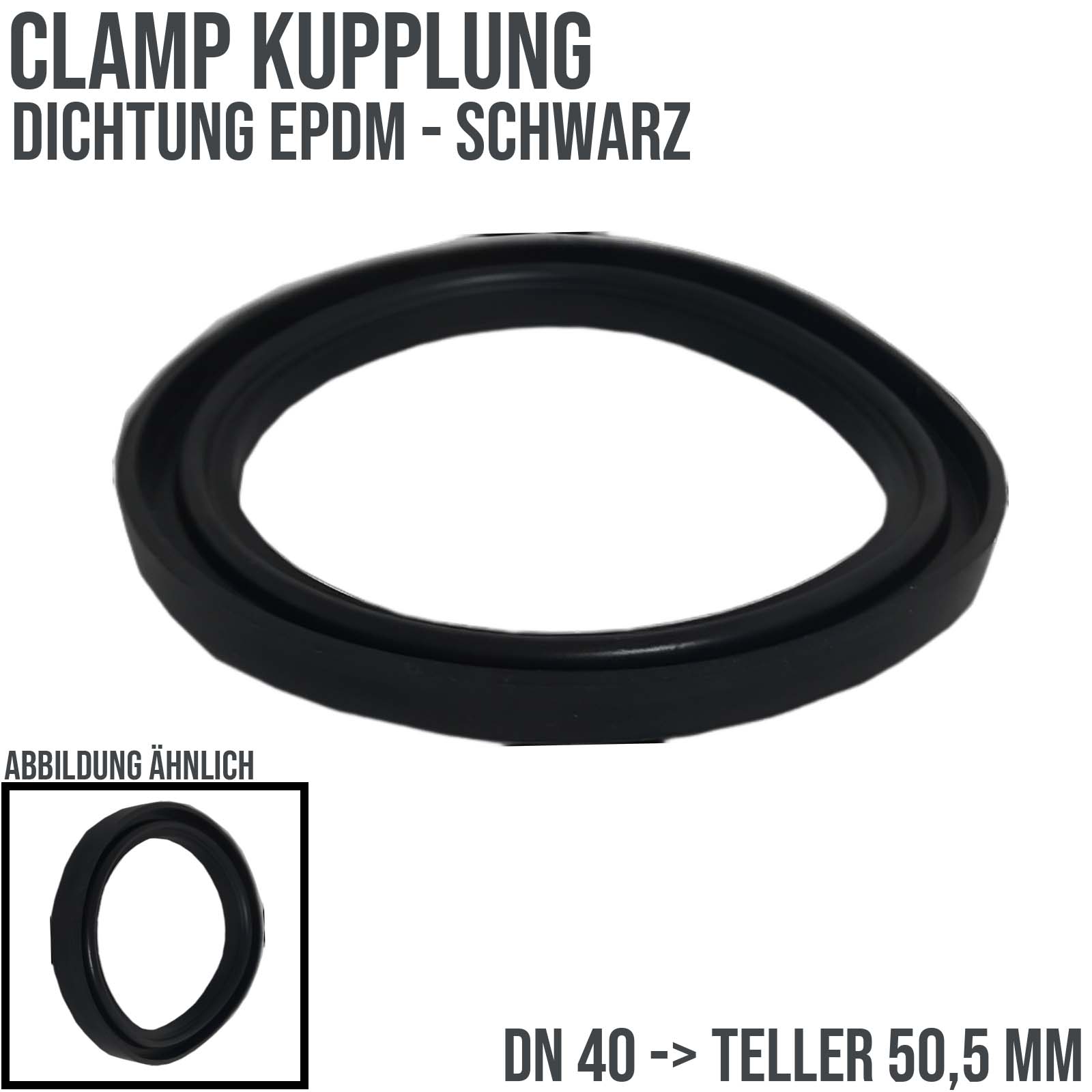 DN 40 CLAMP Kupplung 50,5 mm Dichtung EPDM FDA - schwarz