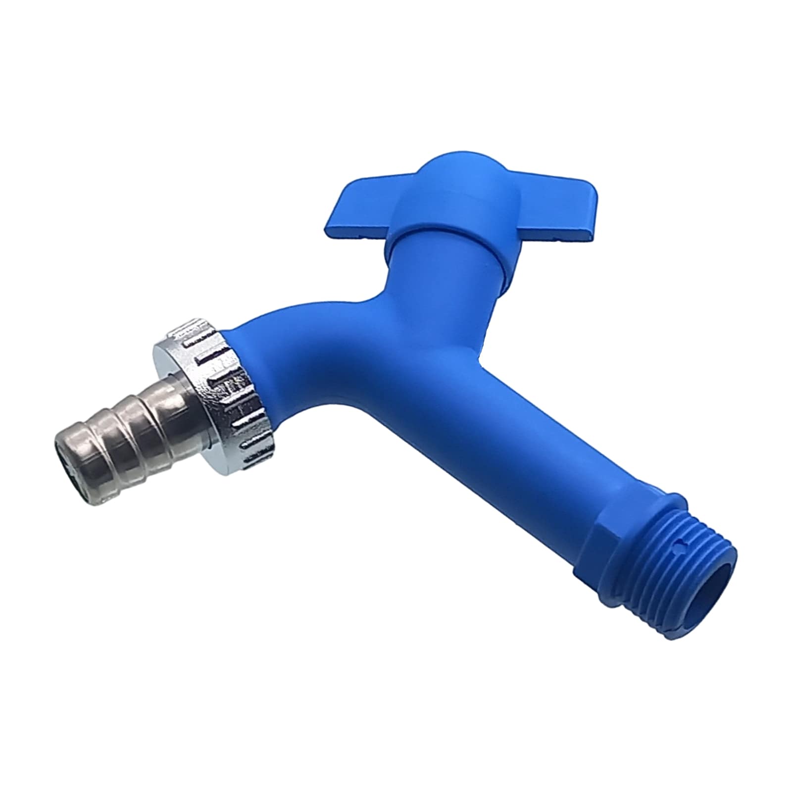 1/2" AG Kunstoff (PA 6) Auslauf Ventil Wasser Hahn Tülle 15 mm KTW - blau