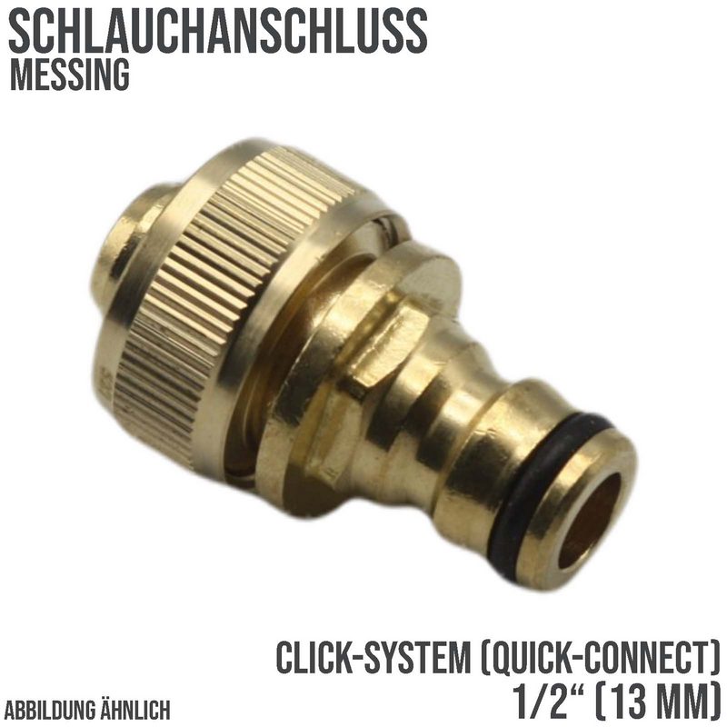 1/2" - 13 mm Schlauchanschluss Stecker Click-System Quick Connect Schlauchstück Messing (Gardena kompatibel)