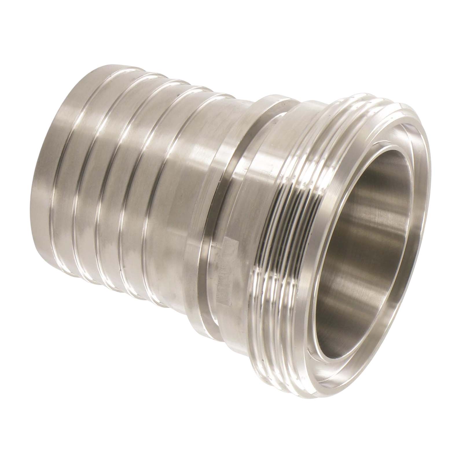 DN 104 SMS Kupplung 1145 Vaterteil VT Außengewinde Sicherungsbund - Stutzen gerillt 101 mm - PN 25 bar