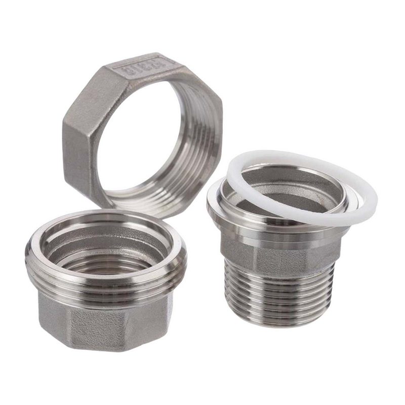 1/2" Edelstahl Fitting V4A AISI 316 Verschraubung Innen x Außengewinde IG x AG flach dichtend  - PN 16 bar