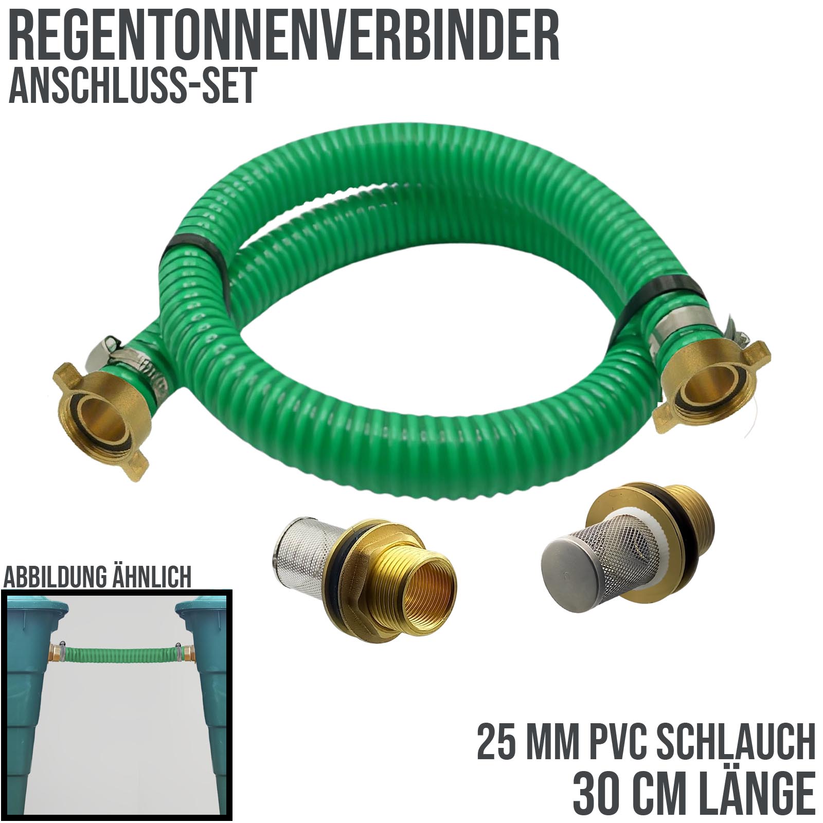 25 mm 1" Regentonnen Überlauf Fass Wasser Tank Verbinder Kupplung - 0,30 mtr