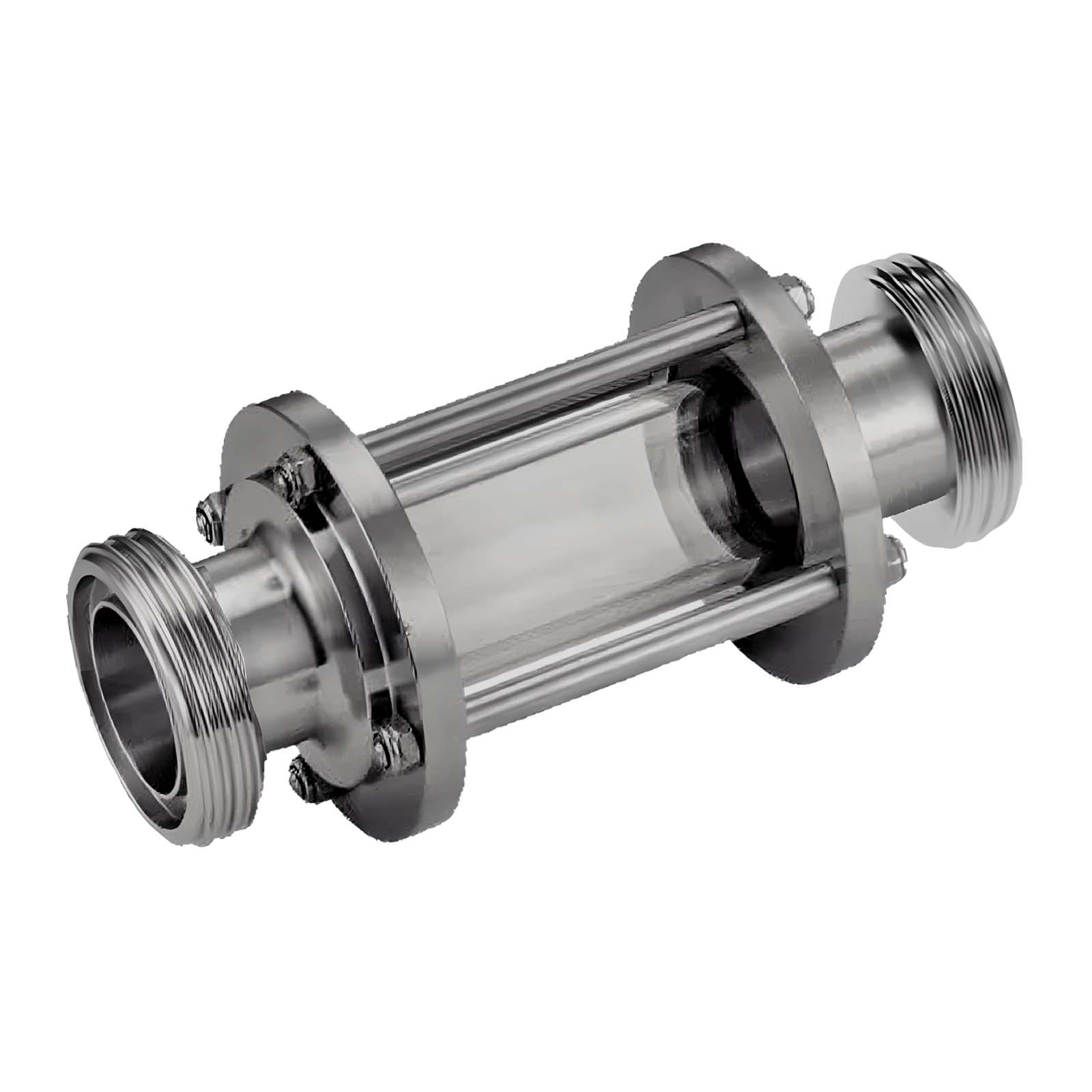 DN 100 Milchrohr Verschraubung DIN 11851 Schauglas 2-fach Außengewinde RD 130 x 1/4"  - PN 25 bar