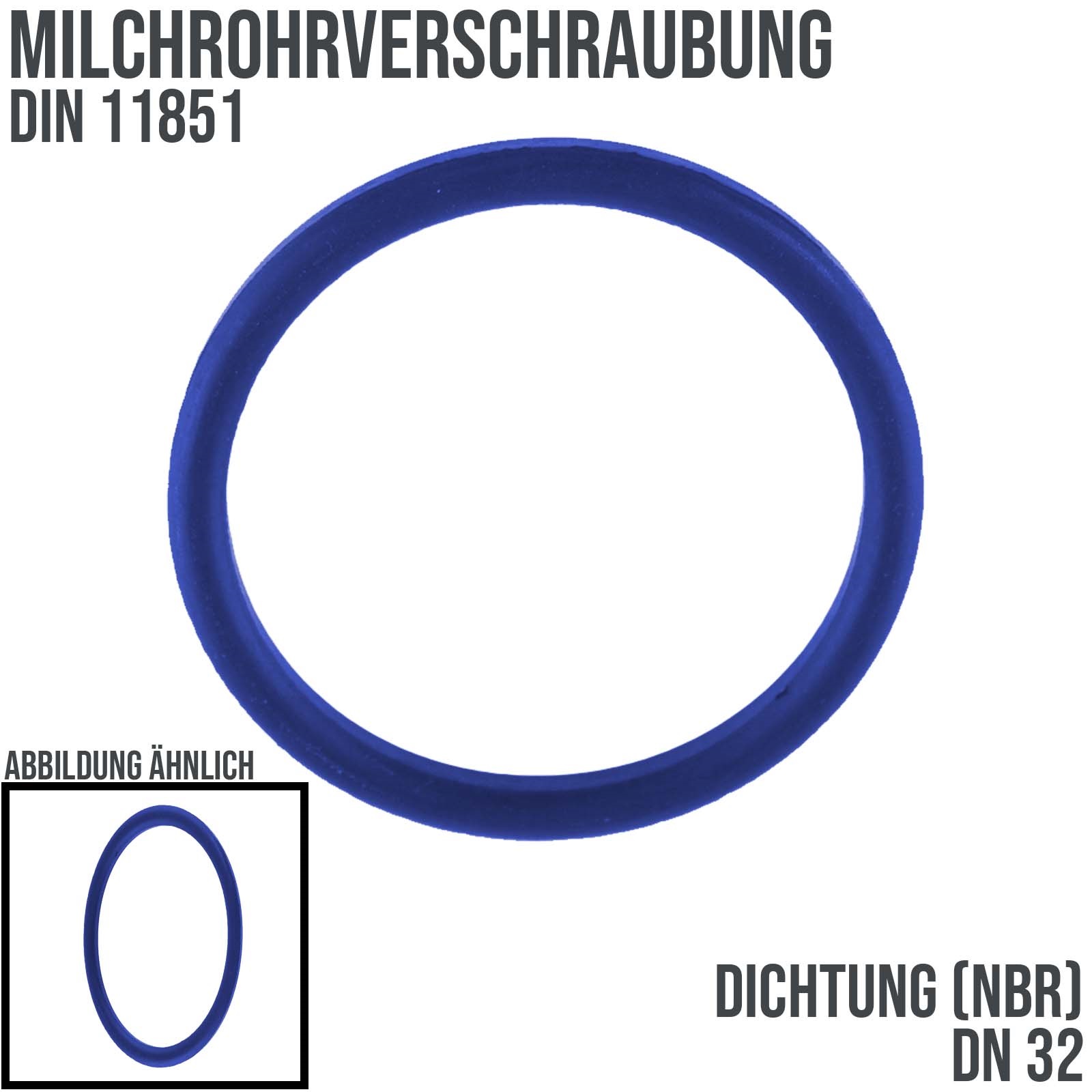 DN 32 Milchrohr DIN 11851 Dichtung NBR blau FDA - 36 x 46 x 5 mm