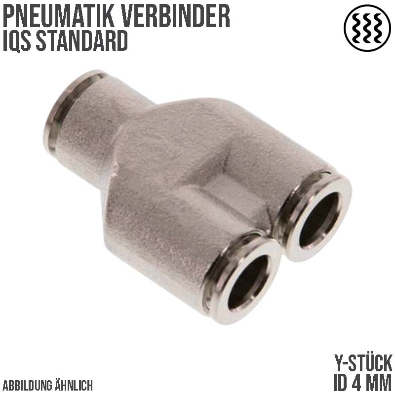 4 mm Pneumatik Schnell Steck Verbinder IQS Y-Stück MSV Messing PA PU Schlauch - PN 16 bar