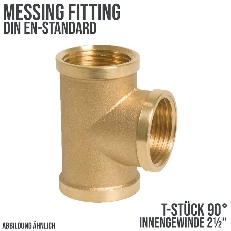 2 1/2" T-Stück 90° Nr. 130 Innen x Innengewinde IG Messing Fittings PN 20 bar