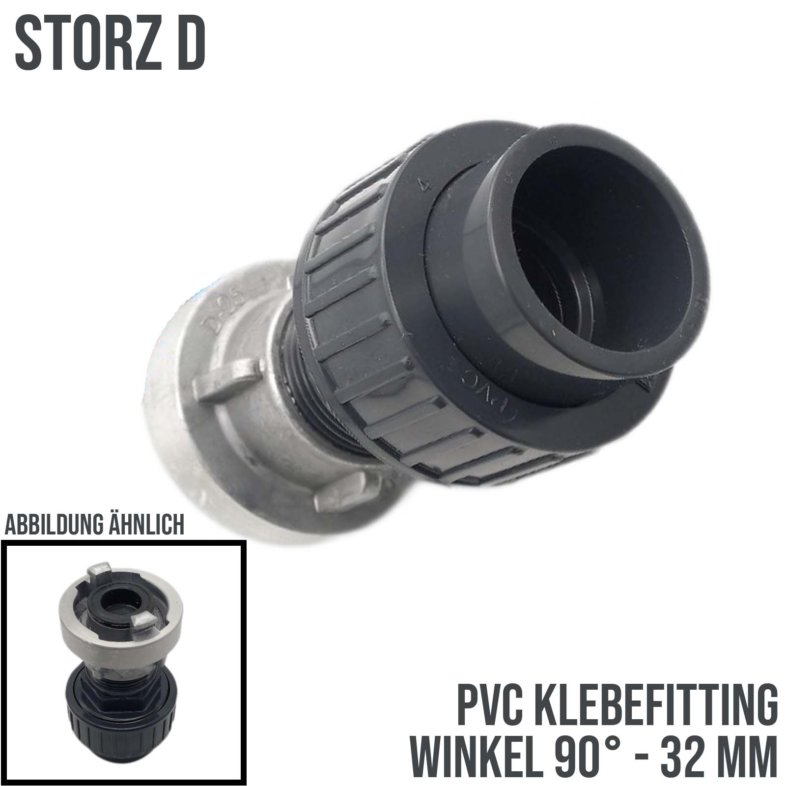 STORZ C DN 25 KA 31 Übergangsstück Adapter -> 32 mm PVC-U Klebe Fitting Verschraubung